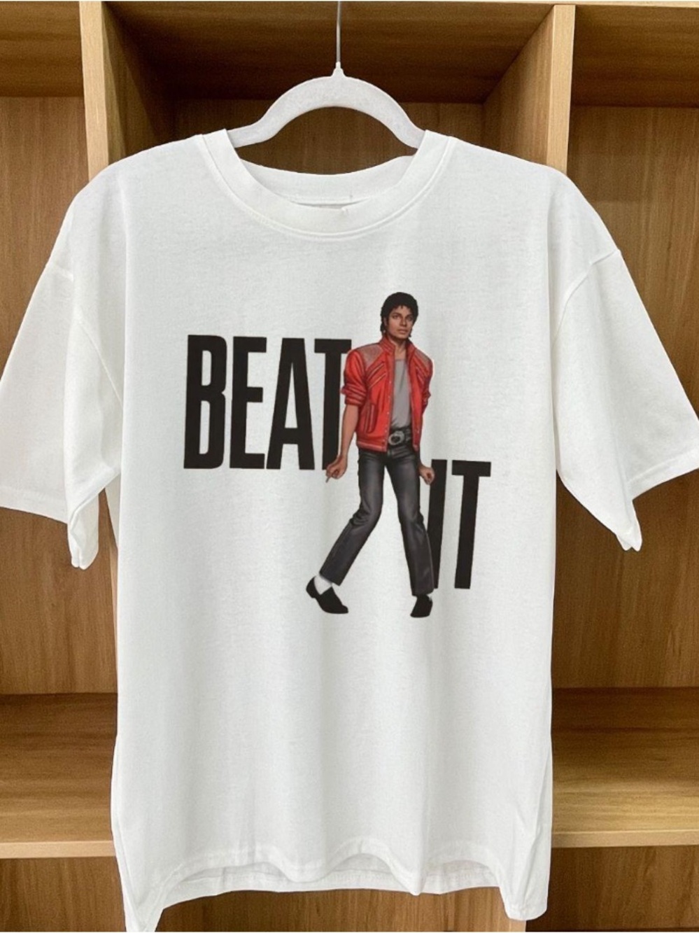 Michael Jackson BEAT IT Red Jacket Retro White T-shirt